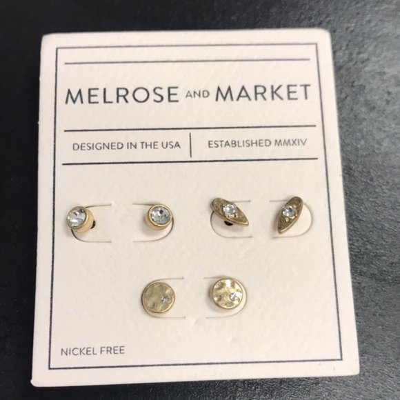 Melrose and Market Stud Earrings Set of 3 Pair - Picture 2 of 2